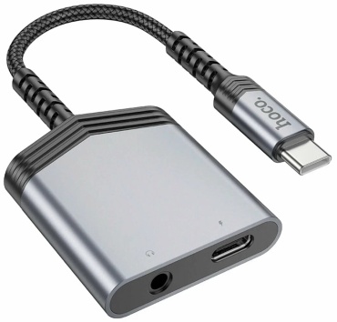 Переходник Hoco USB TypeC (F), 3.5 мм jack (F), 0.4 м, LS39 черный