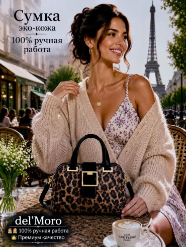Мини-сумка del'Moro экокожа коричневый