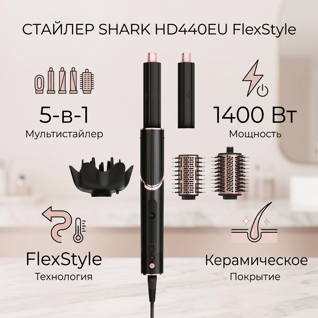Shark Shark HD440EU стайлер черный, розовый
