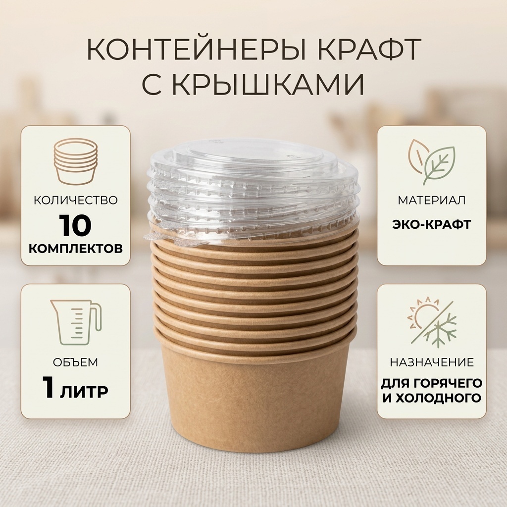 Контейнер 30388451_296841844 коричневый 10 шт