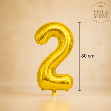 Воздушный шар Leila Shine Цифра 2 1 шт, золотистый
