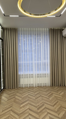 Комплект ESSENSAU 500x300 см 3 шт, тюль, петек, темно - бежевый