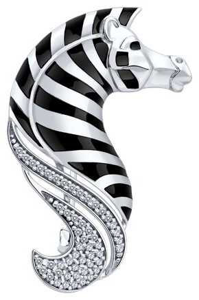 Брошь Diamant 94-140-00039-1 вес 5.39 г серебро, фианит