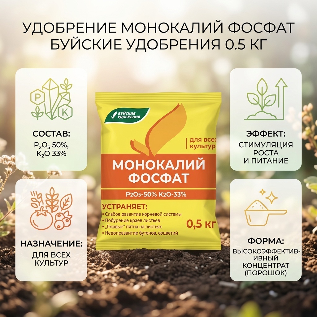 Буйские удобрения порошок Монокалий фосфат для всех культур 0 л 0.5 кг