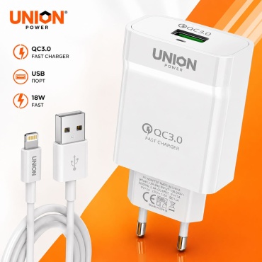 UNION POWER UN0658 Lightning, USB 18 Вт белый