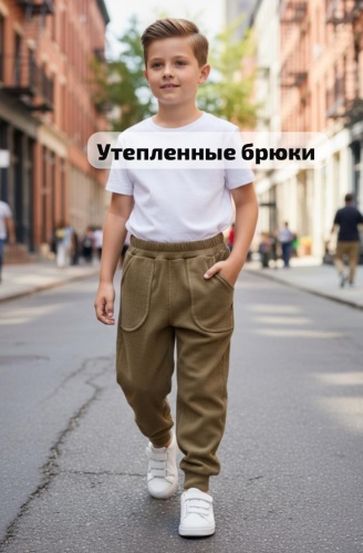 Утепленные брюки коричневый