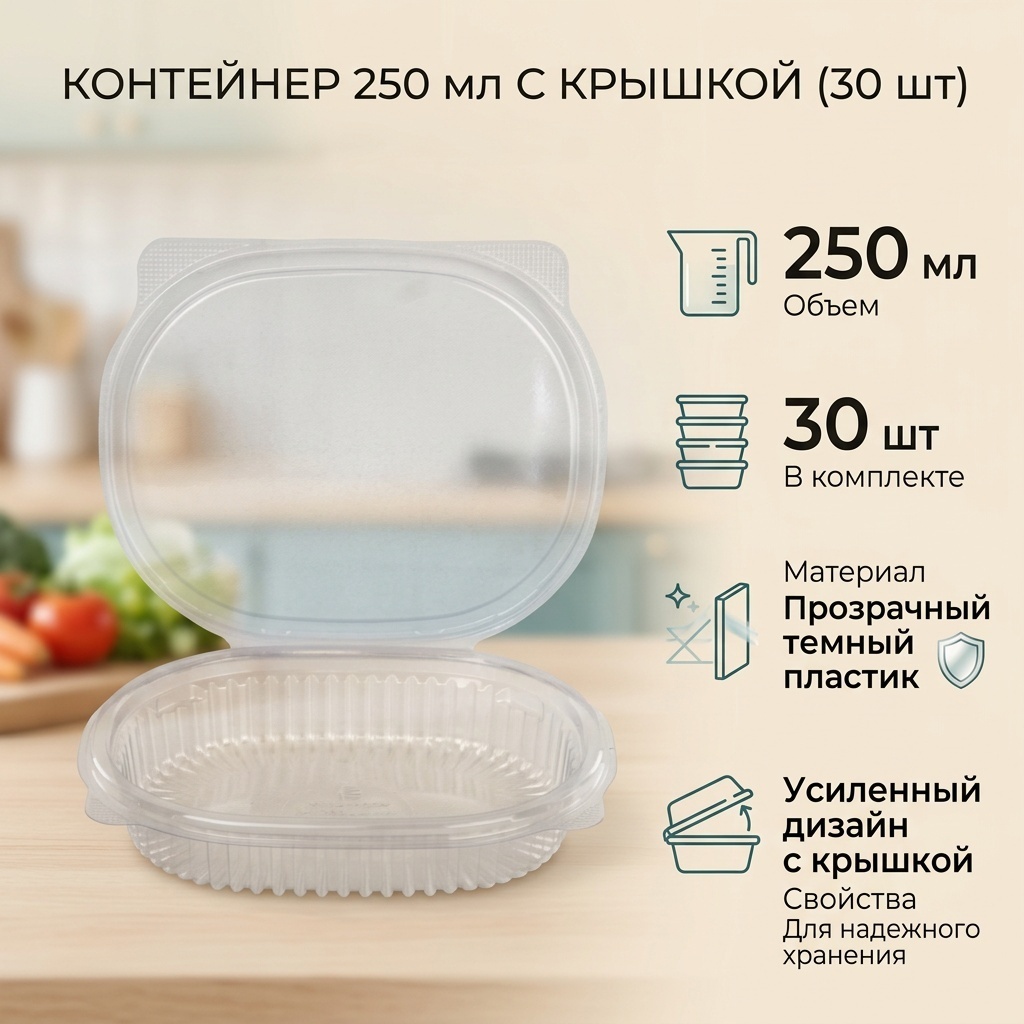 Контейнер 250 мл с крышкой (30 шт)