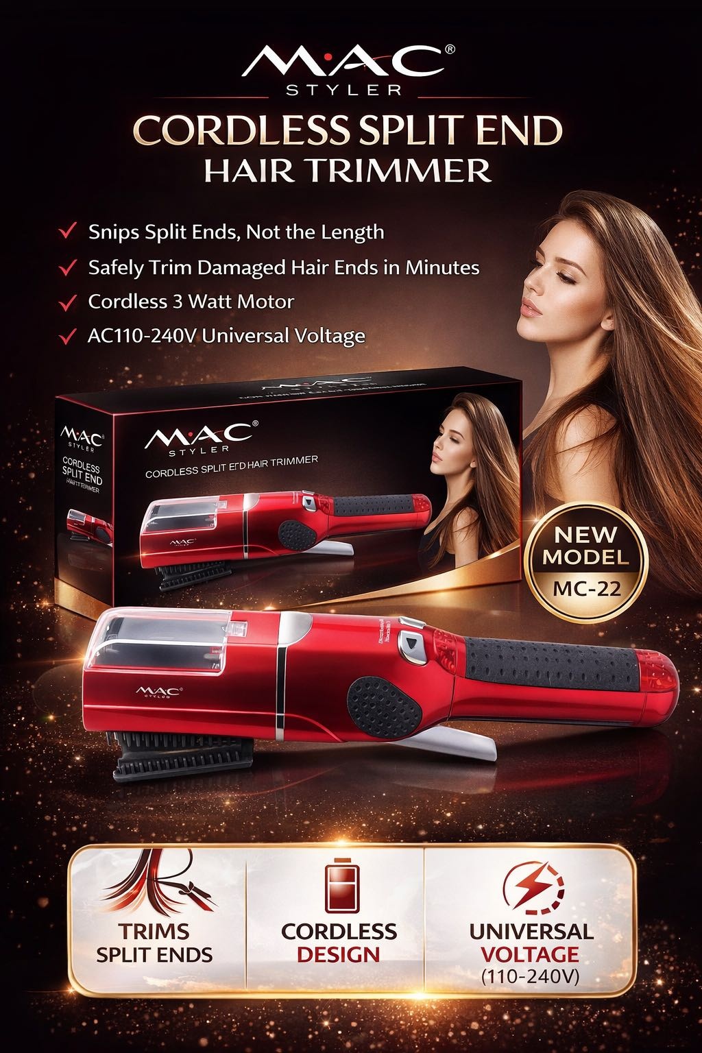 MAC Styler машинка для стрижки MC--22 черный, красный