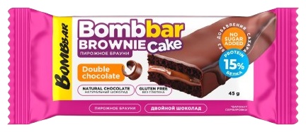 BombBar пирожное протеиновое Brownie Cake двойной шоколад 1 шт