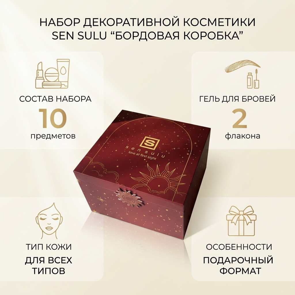 Sen Sulu Бордовая коробка набор декоративной косметики для женщин