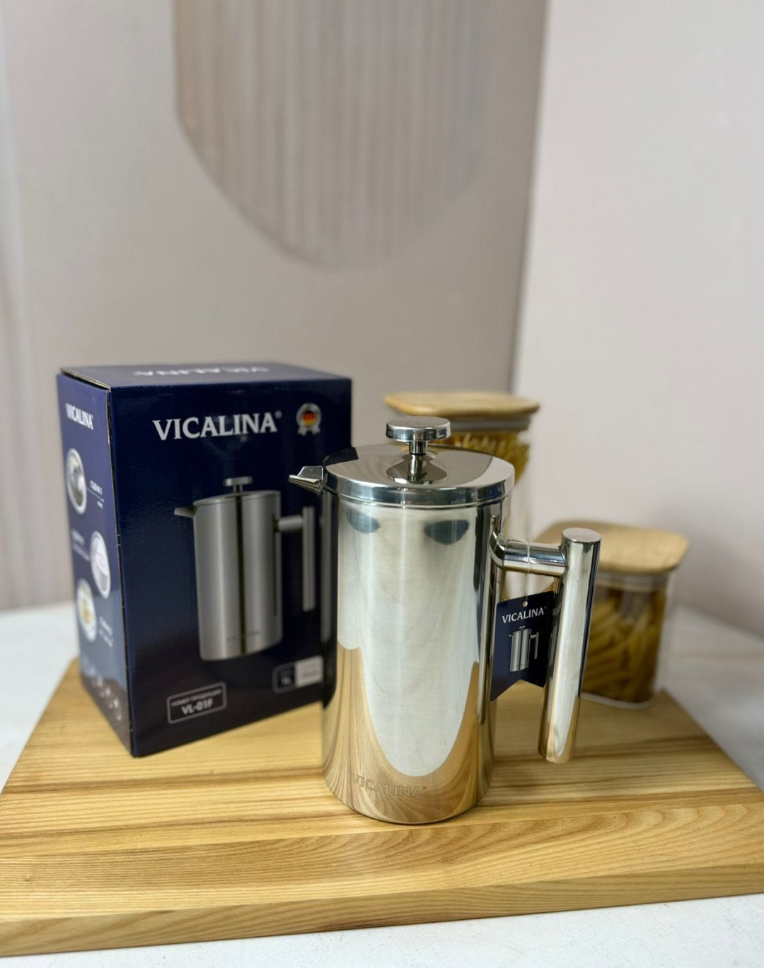 Френч-пресс Vicalina VL-01F 1000 мл, нержавеющая сталь