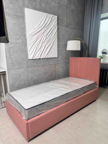Кровать Xan mebel Грация односпальная, 90x200 см (с матрасом, без подъёмного механизма) розовый