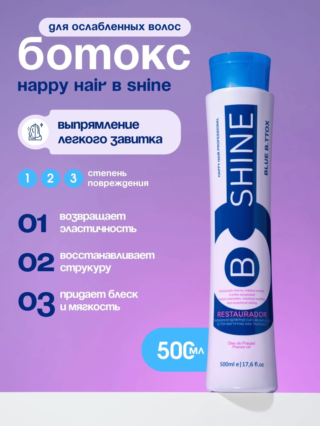 Happy Hair ботокс оттеночный Happy Hair B Shine Blue 500 мл