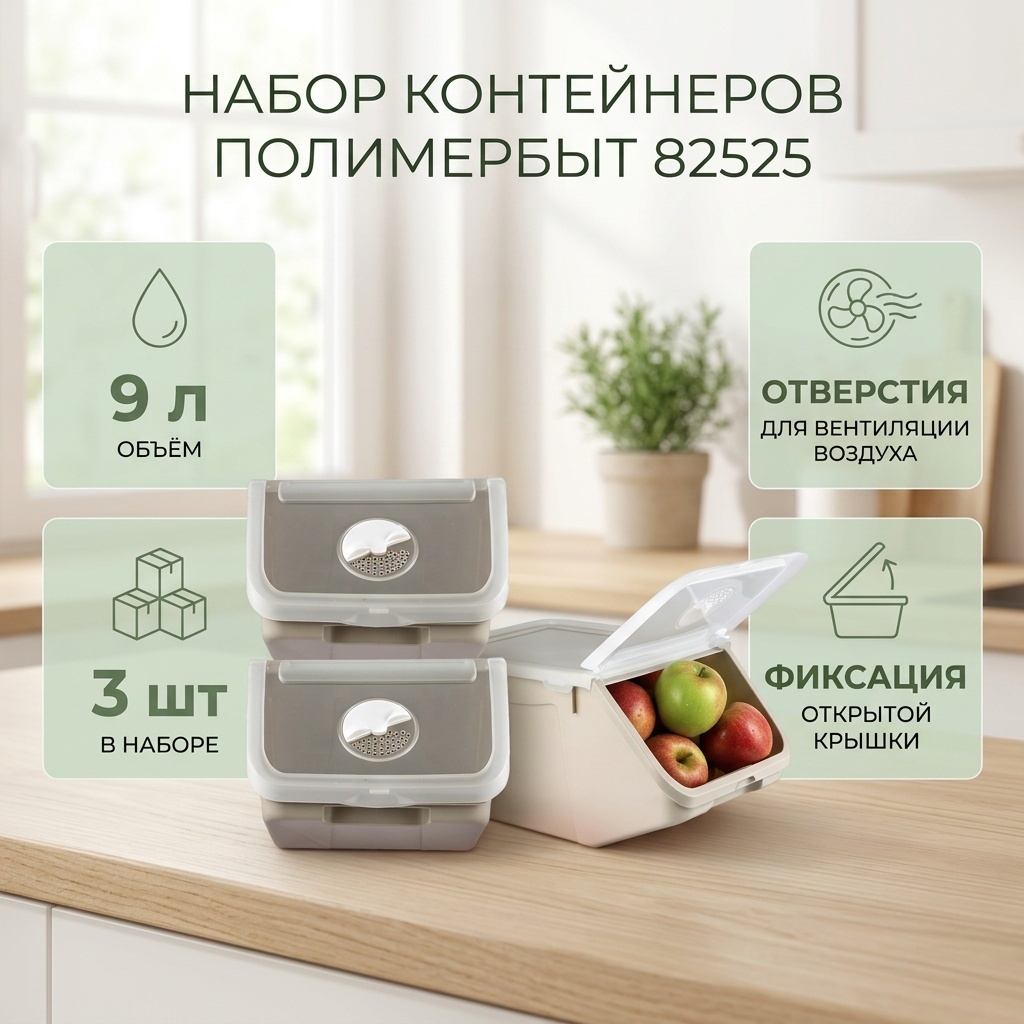 Полимербыт набор контейнеров 82525, пластик