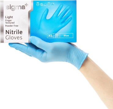 Медицинские перчатки Sigma+ нитрил 100 шт голубой XS
