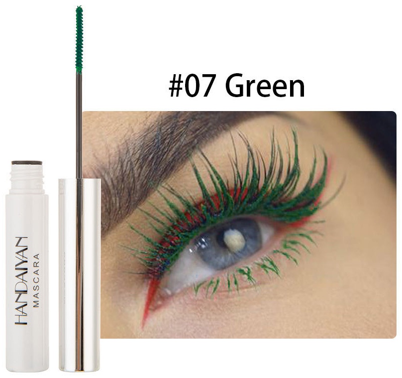 Тушь для ресниц HANDAIYAN Colorful mascara №07 Зеленый для объема, удлиняющая зеленый