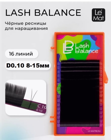 Lash Balance единичные D 0.10 мм черный mix 8-15 мм