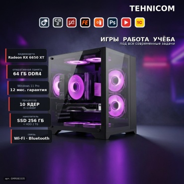 Tehnicom i5-13400F / RX 6650 XT 8 Гб / 64 Гб / 2000 Гб HDD+SSD 256 Гб / Win 11 Pro