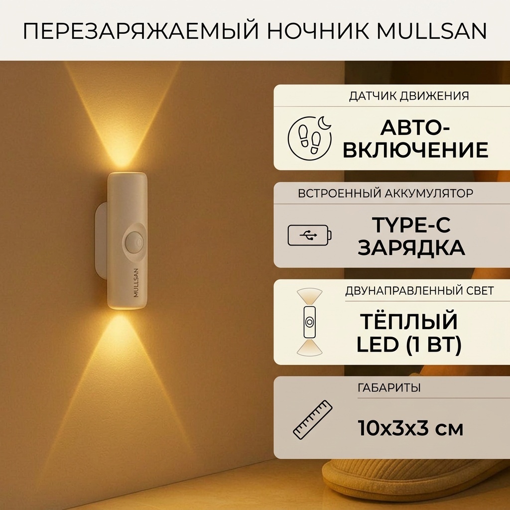 MULLSAN декоративный светильник настенный для дома, теплый белый, холодный белый, белый