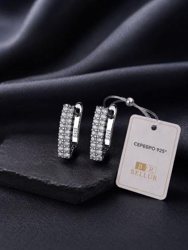 Серьги Bellur Classic Shine вес 3.4 г серебро, фианит