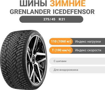 Grenlander IceDefensor STUD II 275/45 R21 110 T с шипами