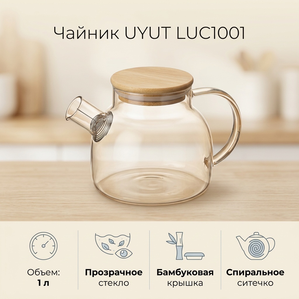 Чайник UYUT LUC1001 1 л, стекло