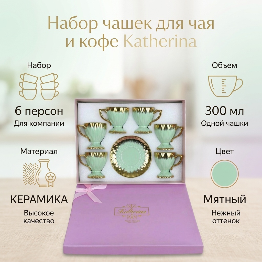 Набор кружек , 300 мл, керамика, 6 шт.