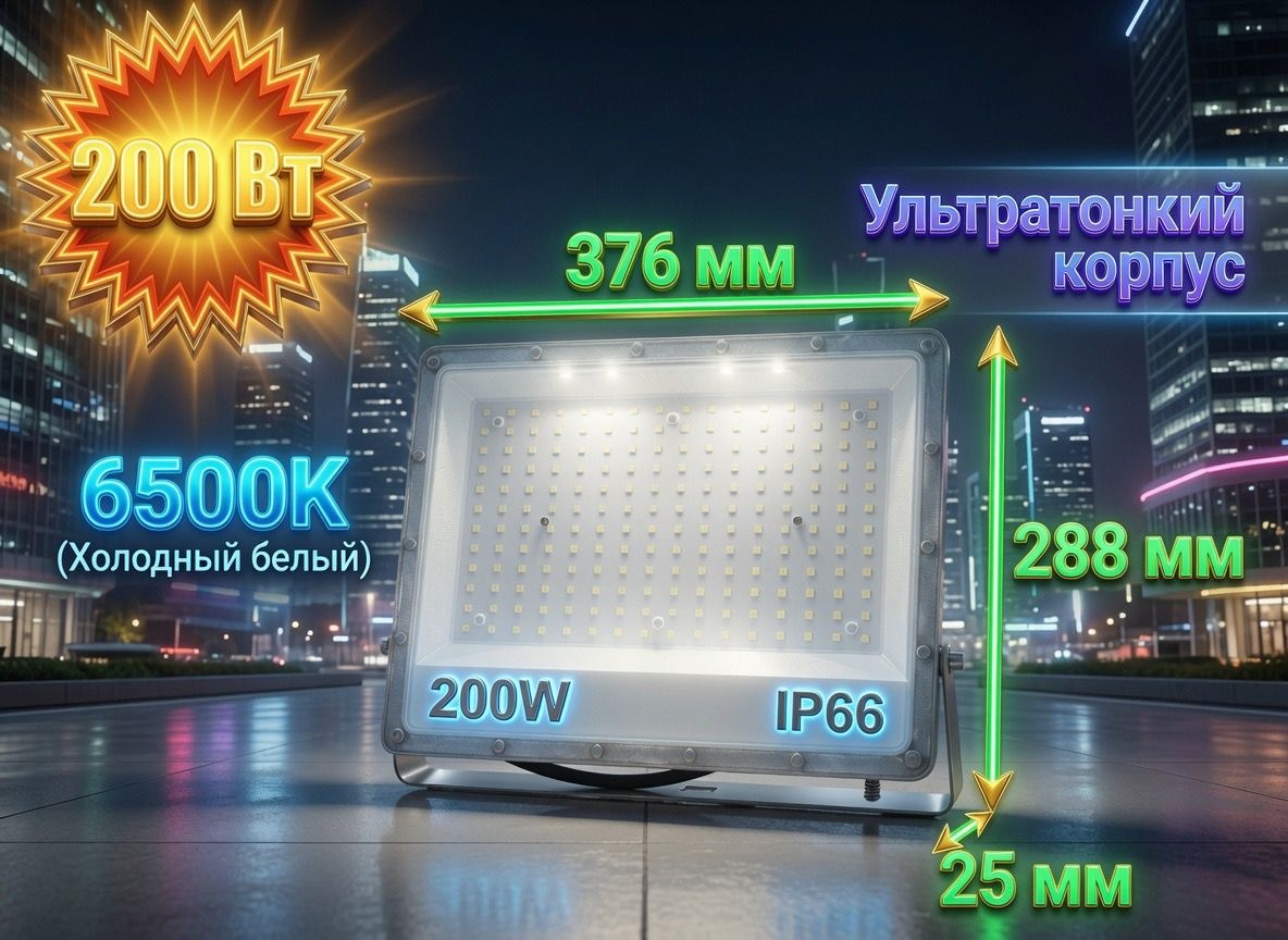 Прожектор на дуге крепления FUR HOUSE 200 Вт, холодный белый