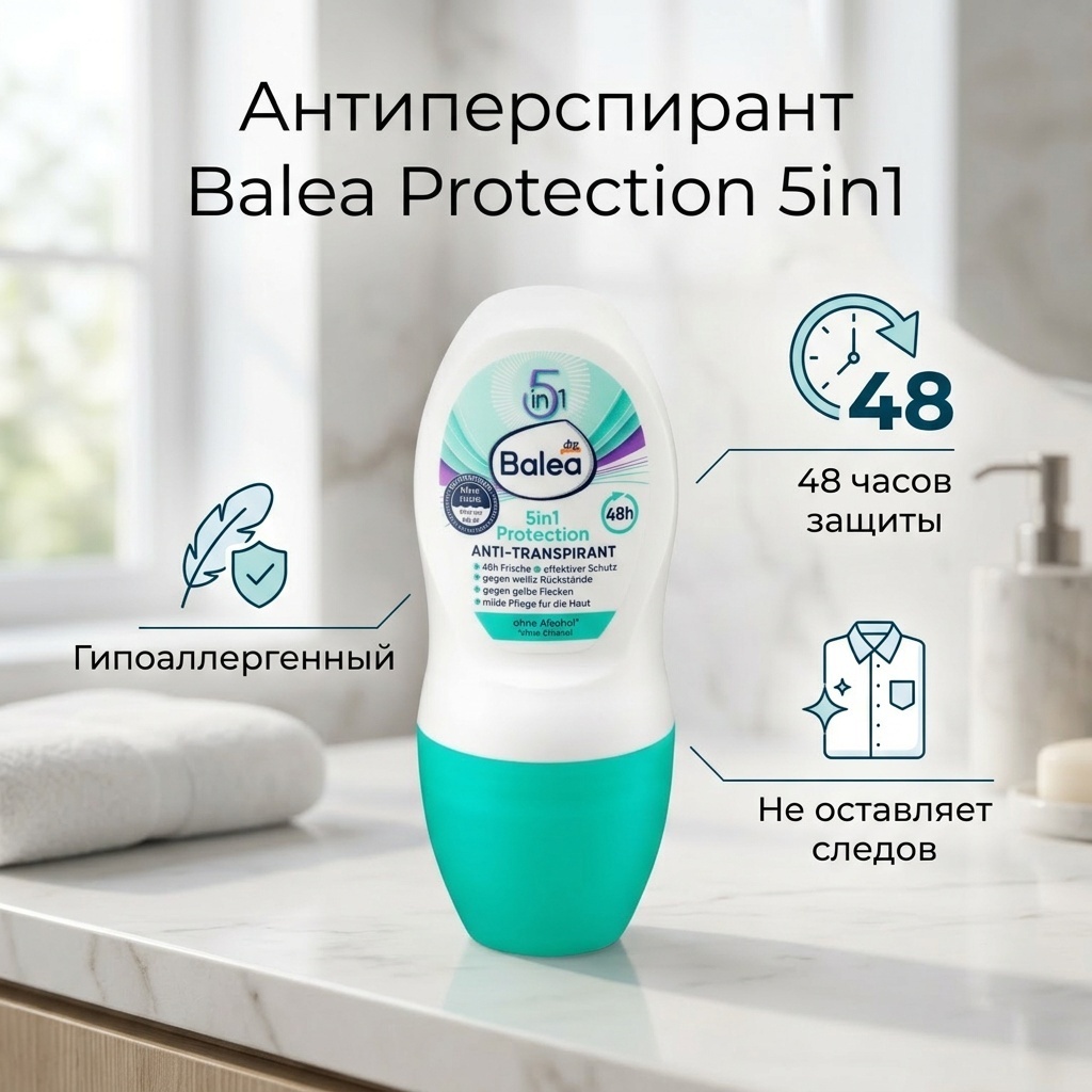 Balea Protection 5в1 антиперспирант для женщин 50 мл