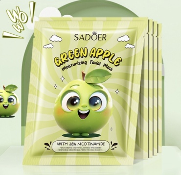 Маска для лица SADOER тканевая Увлажняющая маска Sadoer Green Apple с экстрактом яблока 25 г