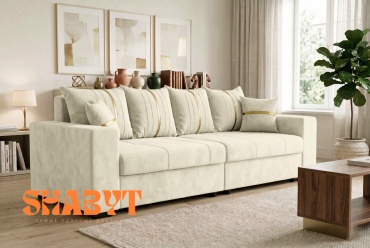 Диван Shabyt Вэлди, 340х80 см, обивка велюр, бежевый