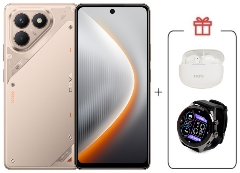 Смартфон TECNO Pova 7 Neo 8 ГБ/256 ГБ золотистый + подарокк