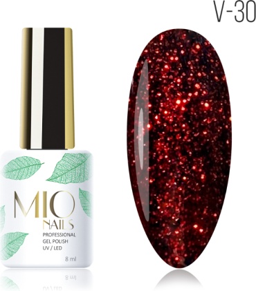 Mio Nails гель-лак Gel polish V-30 Глубокий гранатовый блестящий оттенок глянцевое 8 мл