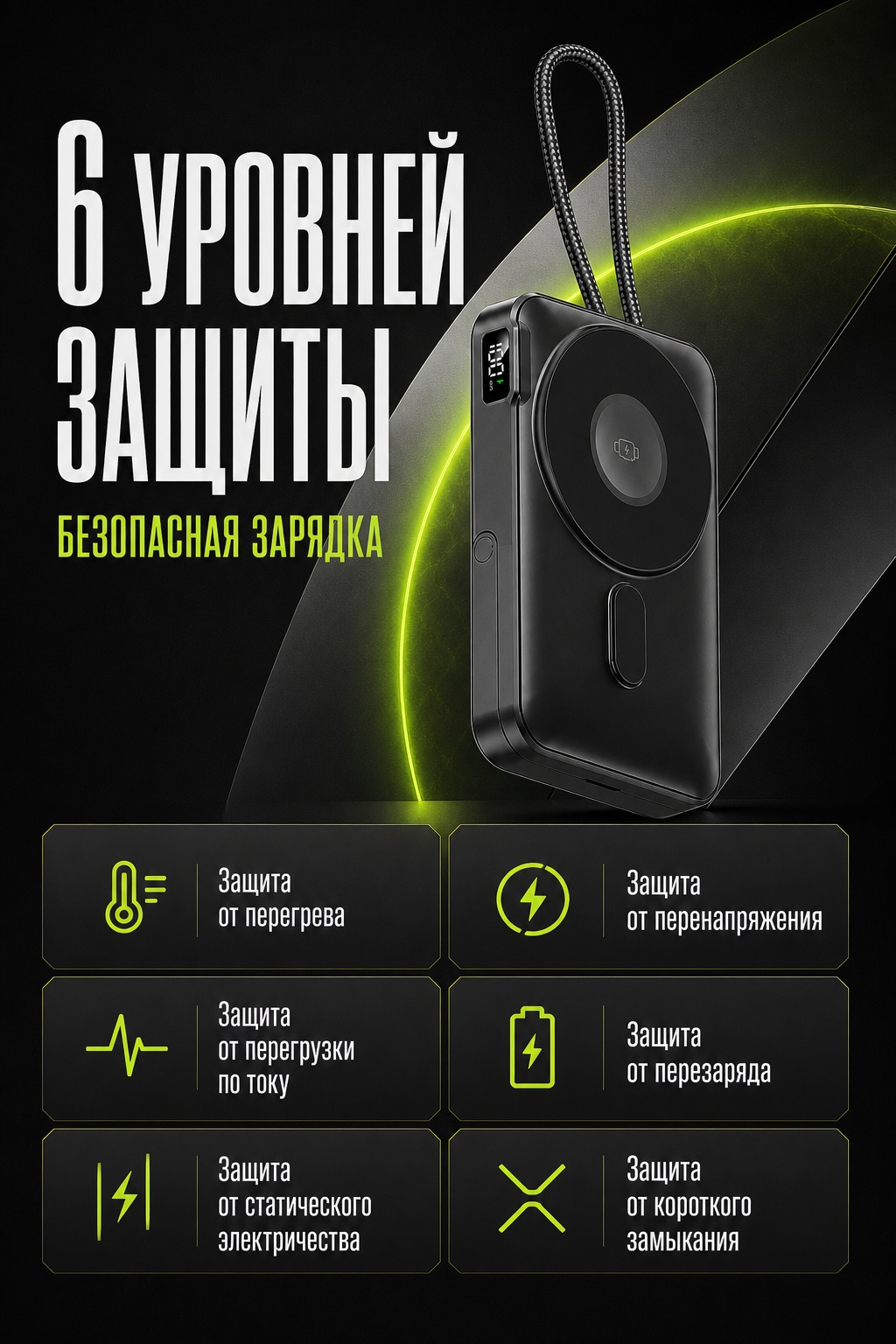 Внешний аккумулятор LARKO Power Bank MagCharge Pro 10K (CK803) 10000 мАч 20 Вт — фото 5