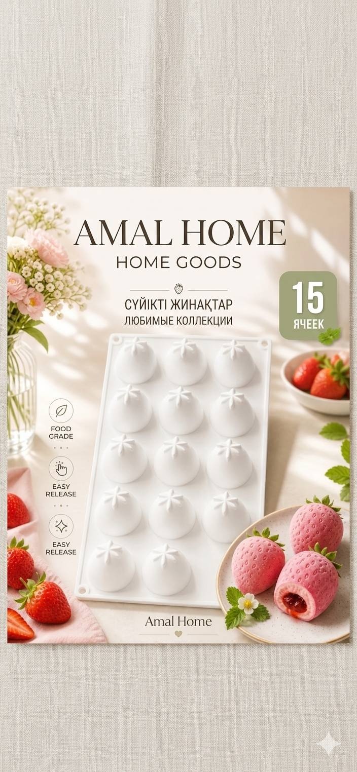Amal Home для льда Форма для арт десертов клубника , силикон