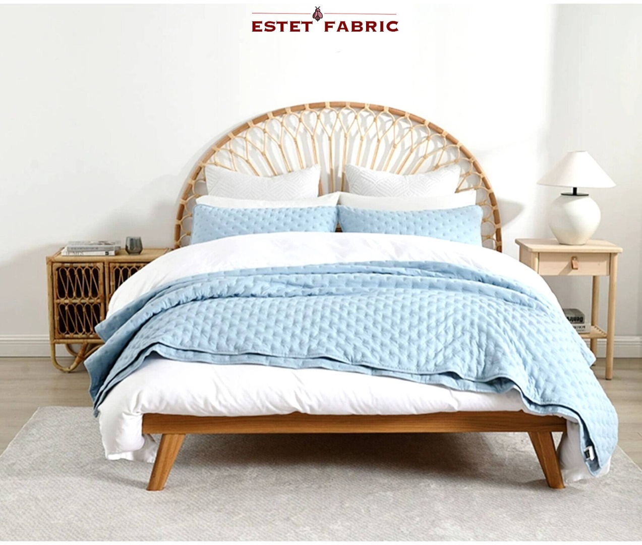 Покрывало с наволочками Estet fabric 220х240 см, полиэстер, голубой