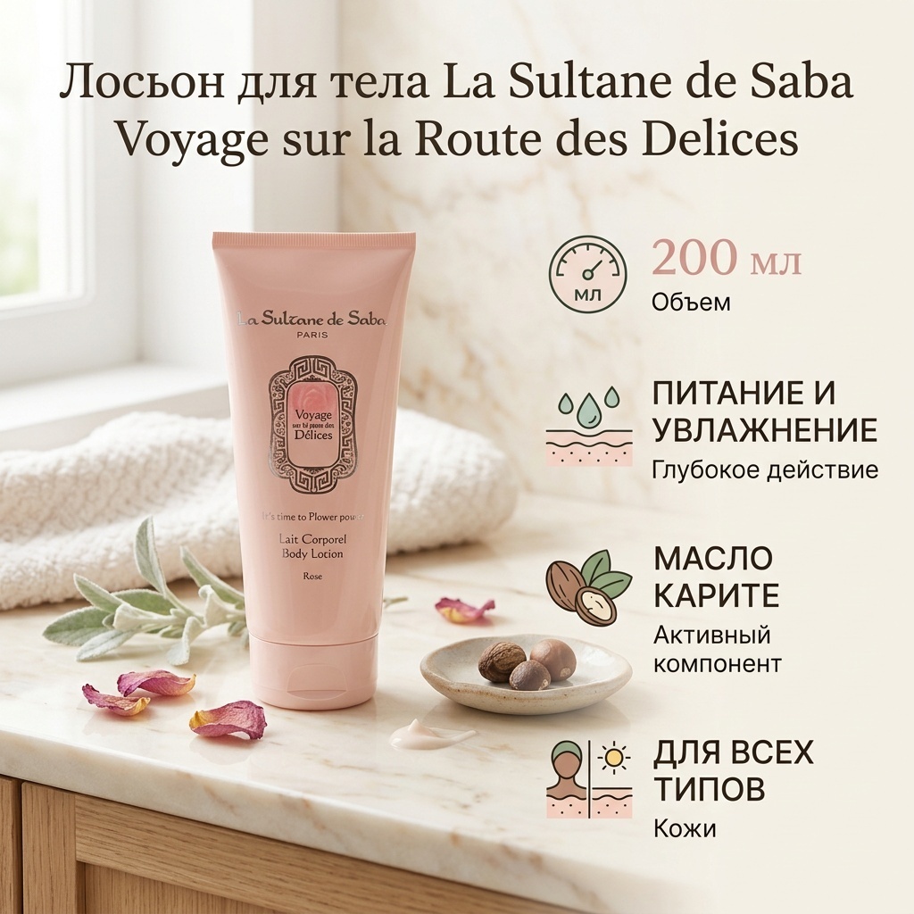 La Sultane de Saba Voyage sur la Route des Delices Rose Body Lotion лосьон для тела 200 мл
