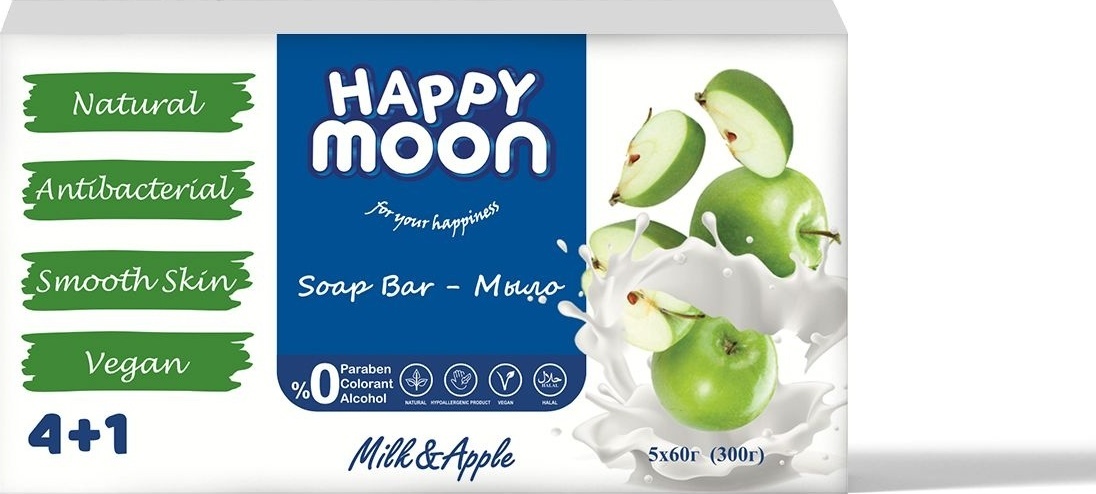 Кусковое мыло туалетное Happy Moon Ecopack 60 г по 5 шт