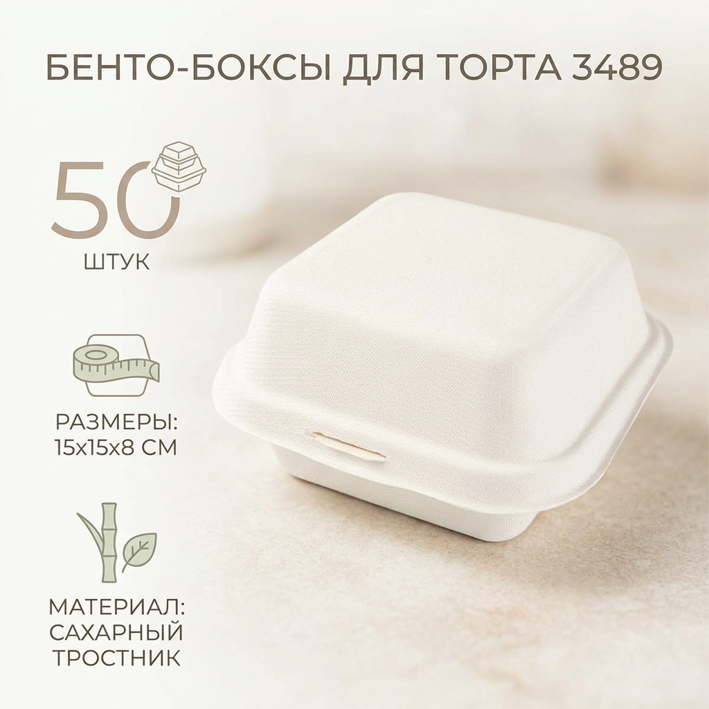 Бенто боксы для торта 3489 белый 50 шт