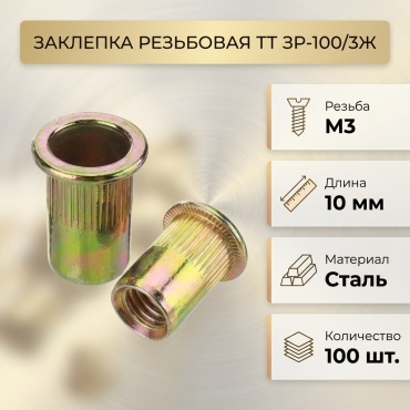 TT ЗР-100/3Ж набор заклепок цилиндрическая 10хM3, 100 шт