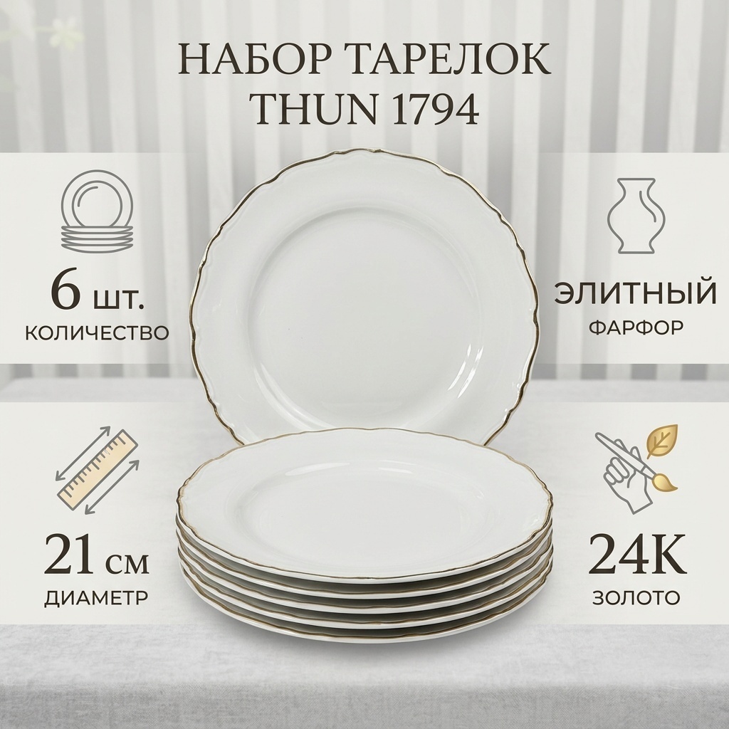 Набор тарелок Thun 1794 21 см, 6 шт, фарфор