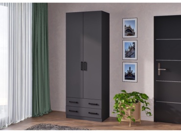 Распашной шкаф Дуэт, 80x220х48 см, графит
