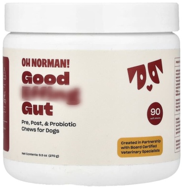 OH Norman Good Gut, жевательные таблетки с пробиотиком для собак, до и после еды, 90 мягких жевательных таблеток, 270 г витамины