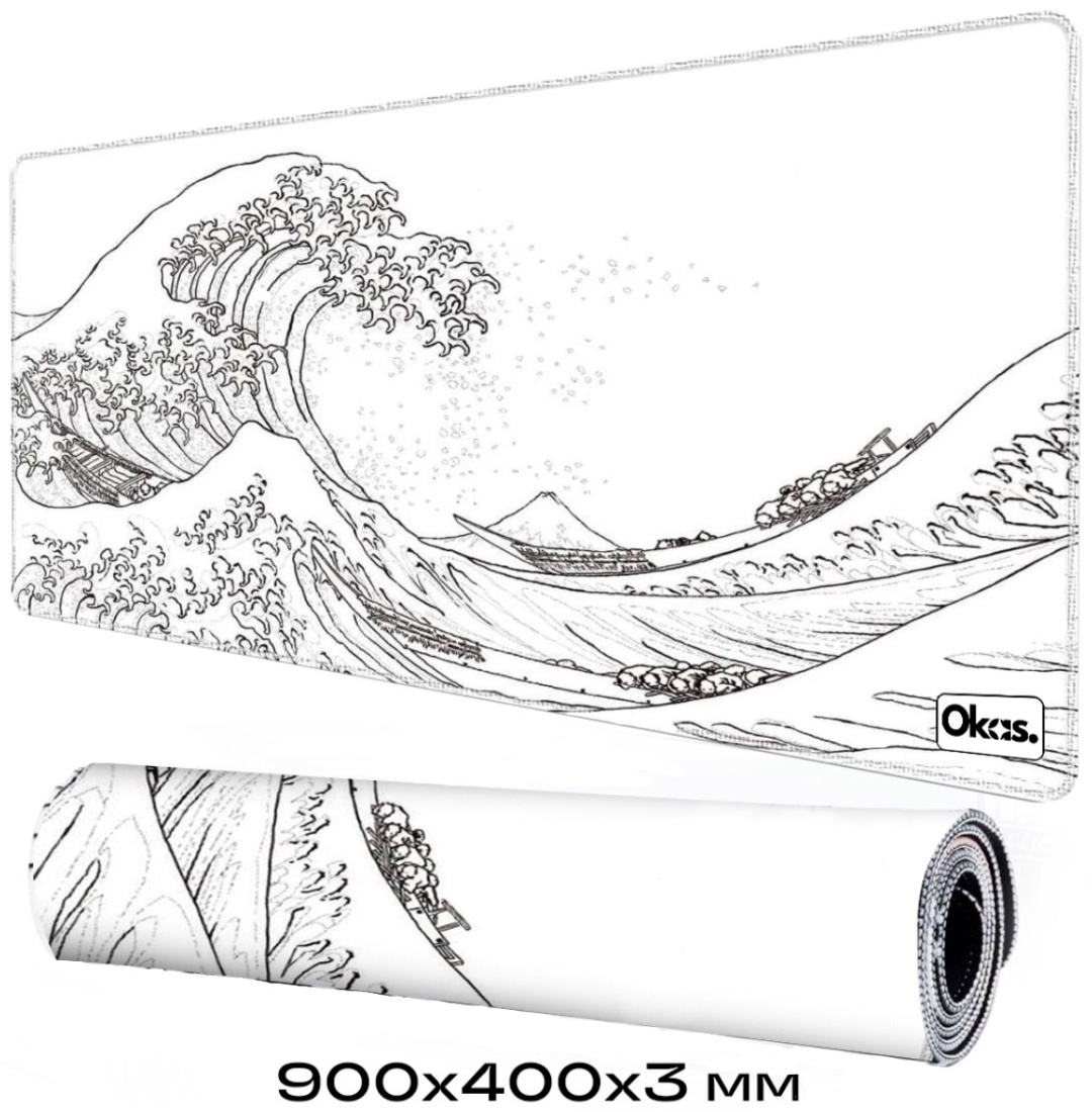 Коврик для мыши OKAS White Wave 900x400x3 мм белый