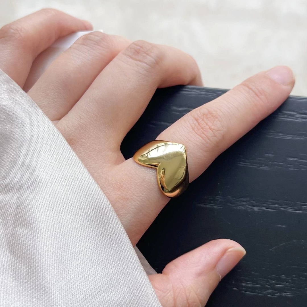 Кольцо Billiza Ring heart gold размер регулируемый бижутерный сплав, без вставок