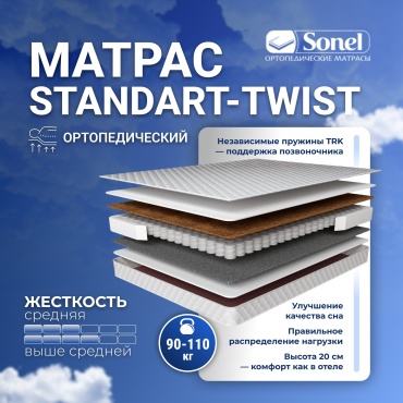 Матрас SonLux Стандарт-Твист, 130x186x20 см