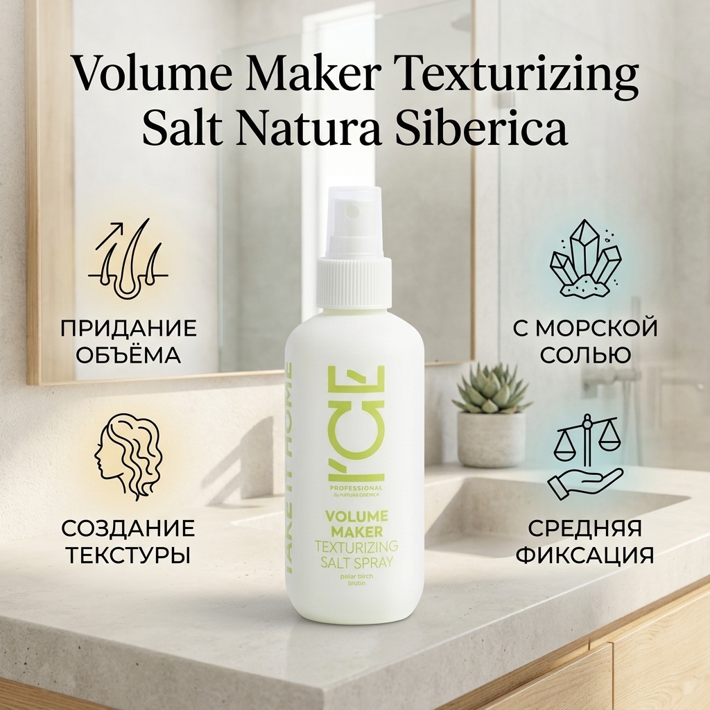 Natura Siberica Volume Maker Texturizing Salt спрей средняя фиксация 200 мл
