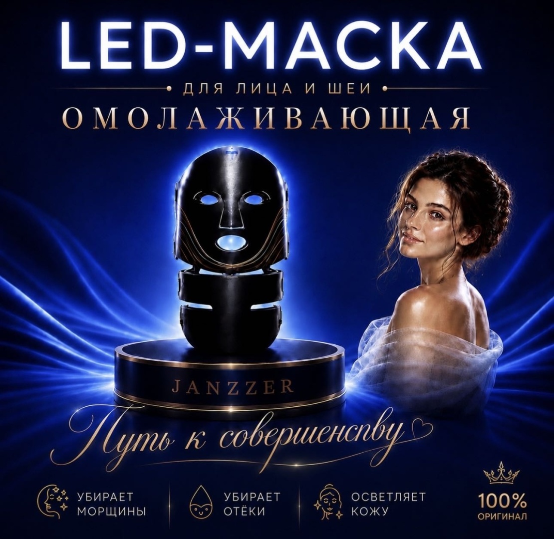 JANZZER аппарат светодиодной LED терапии, светодиодная маска для лица, светотерапия
