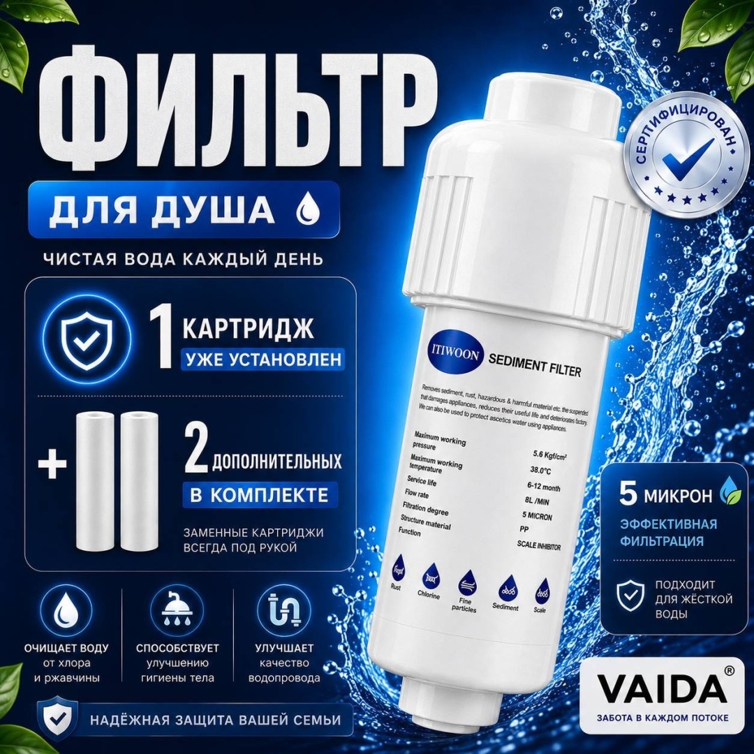 VAIDA Фильтр для душа + 3 сменных картриджа
