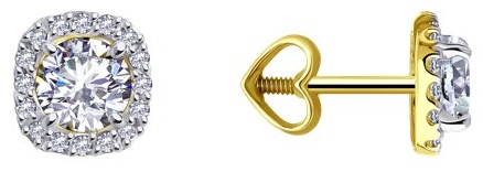 Пусеты Diamant 53-122-02355-1 вес 1.59 г золото, фианит